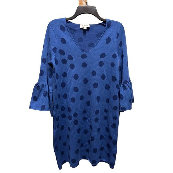 Women’s Free Assembly Ruffle Sleeve Mini Polka Dot Retro Vibes Roomy Sweater Dre - Picture 6 of 7